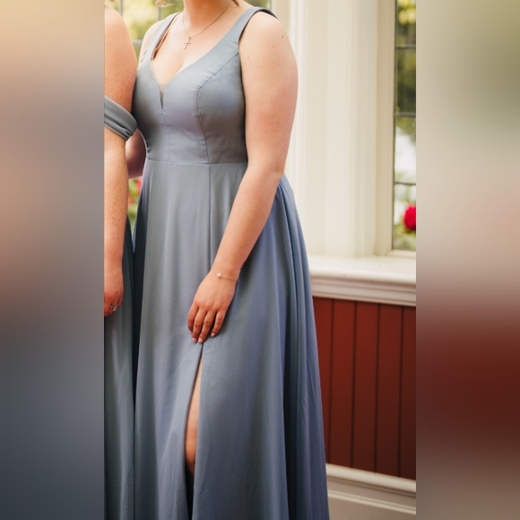 Azazie Kianna Bridesmaid Dress - Dusty Blue - Picture 2 of 3